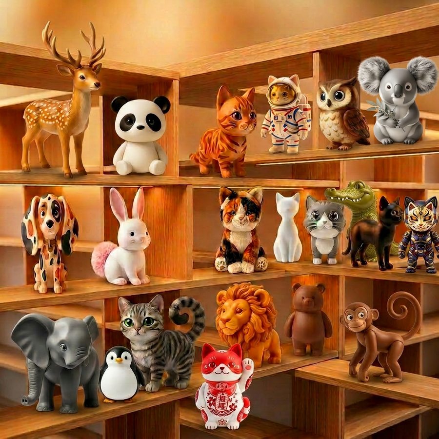 Selected reference objects arranged on a display shelf